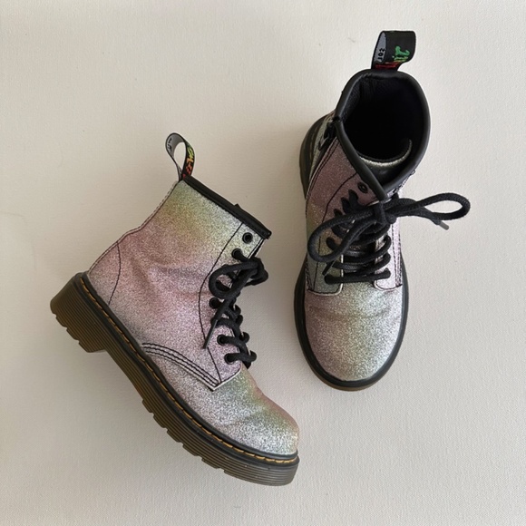 Dr. Martens Junior 1460 Rainbow Glitter Lace Up Boots - Picture 2 of 13